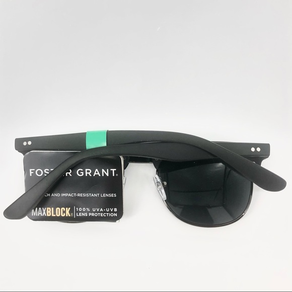Foster Grant Black Clubmaster Scratch & Impact Resistant Lens Sunglasses - Picture 3 of 4